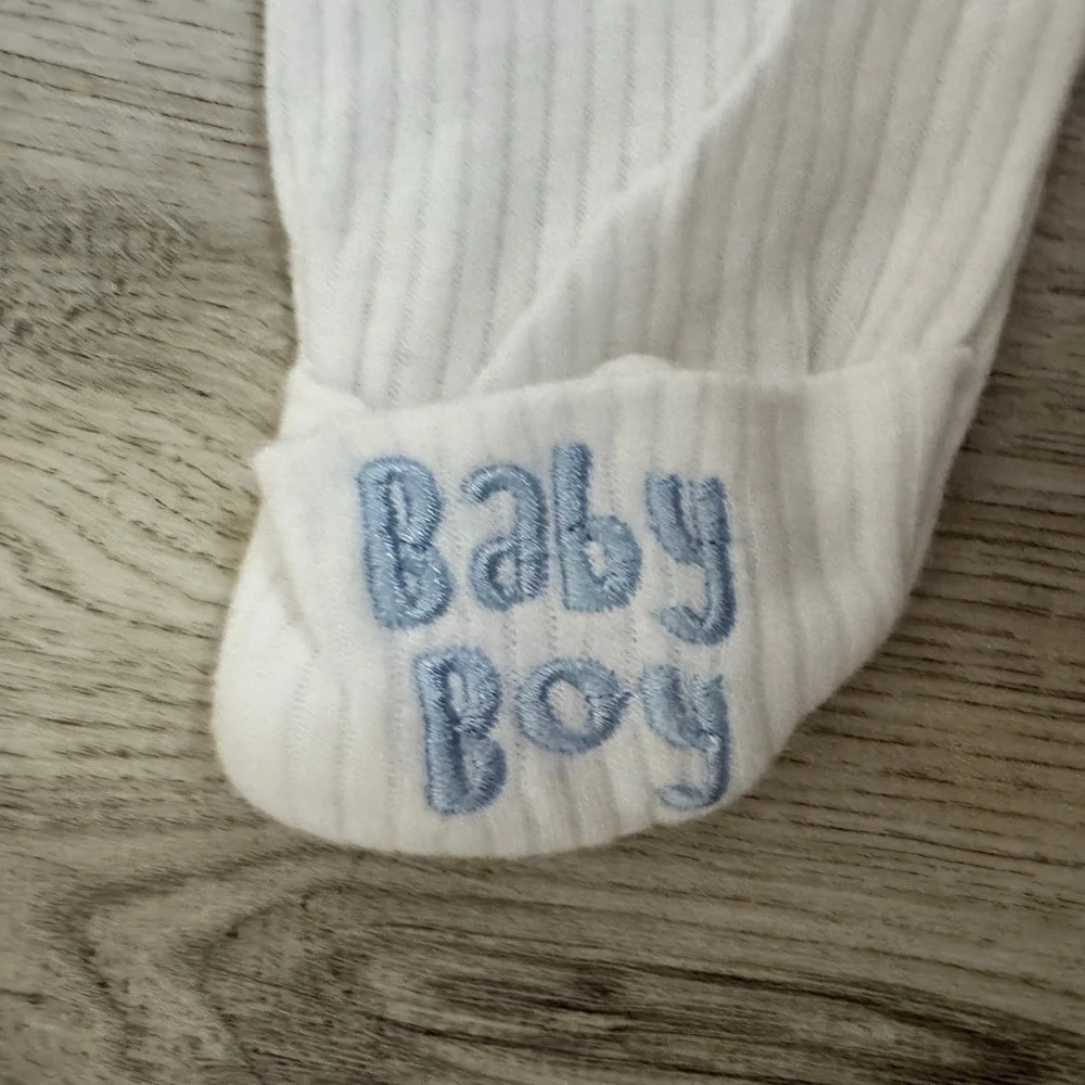 Gerber White Baby Nightgown - sleeves say Baby Boy
